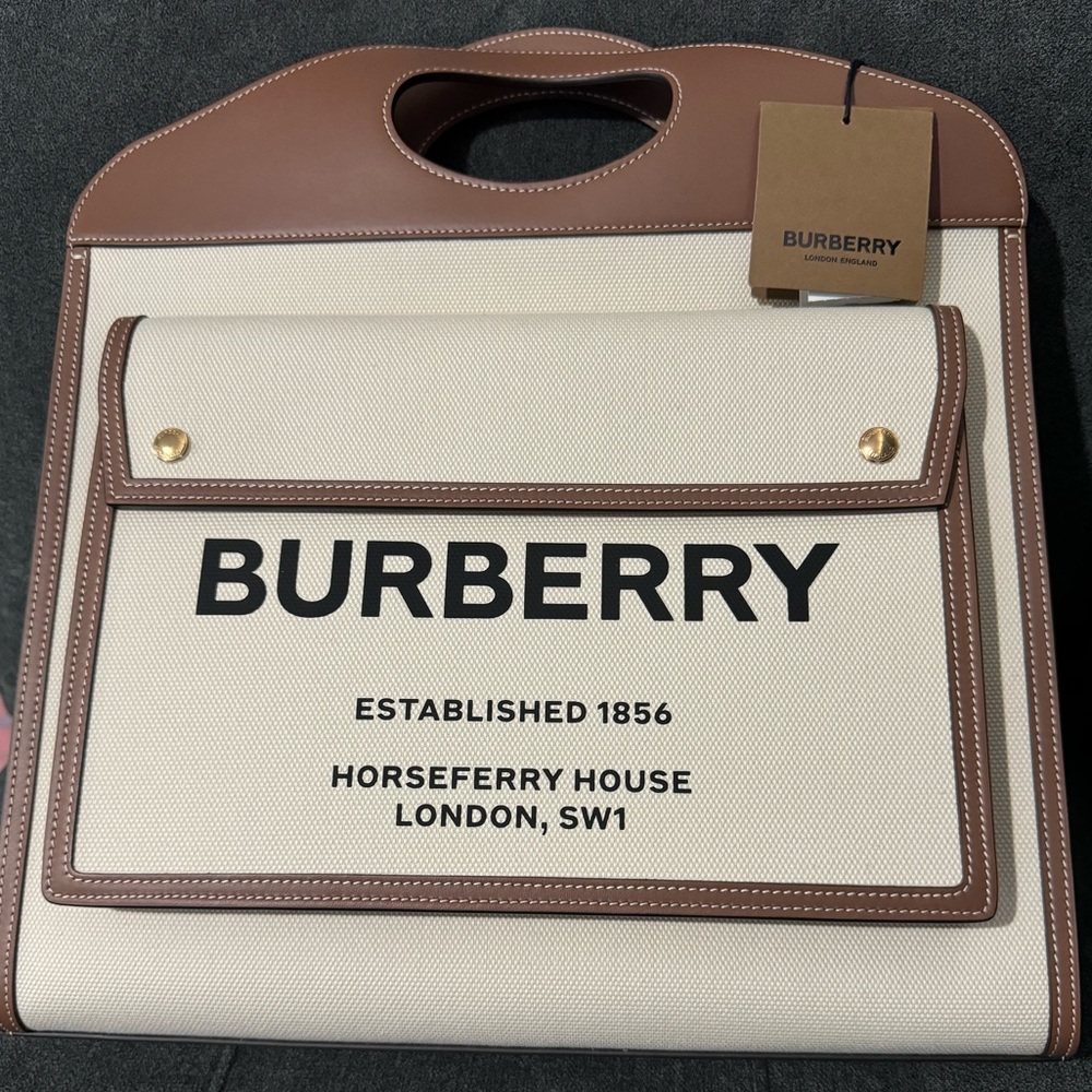 Brand New Burberry Canvas & Leather Tote Bag